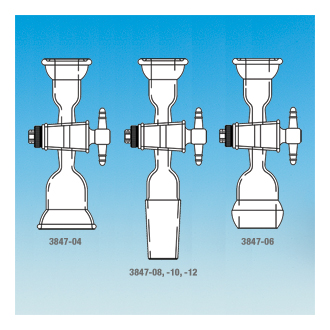 帶簡易操作旋塞閥的直形變口, 帶#15 O 型圈的球形磨口